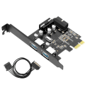 Miniatyrbild 1 av 11: PCI-E till 2-portar USB 3.0 expansionskort PCI för Express Desktop External Controller Adapterkort med 19-stifts power