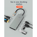 Miniatyrbild 10 av 11: USB C Hub 6 i 1 Adapter Dockstation Stöd 4KHDMI2.0 2xUSB 3.0 PD100W Laddning Rj45 Ethernet-kontakt null - HC606A