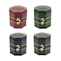 Miniatyrbild 9 av 11: PU Läder Ring Box Lyx Smycken Ring Boxar Smycken Förvaring för Case för Förlovning Förlovning Bröllop Bröllopsdag Red