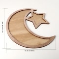 Miniatyrbild 2 av 8: Rustik Trä Crescent Moon Srar Eid Ramadan Fest Mat Servering Bestick Desser