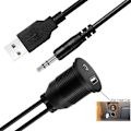 Miniatyrbild 2 av 10: USB 3,5 mm 1/8 Aux-förlängningskabel Kabelmonteringspanel Bilbåt Dash Flush Mount Three piece set
