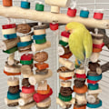 Miniatyrbild 7 av 7: Hängande smådjurs tuggleksak för fågel papegojor Tuggleksaksblock Färgglad klunga för att tugga tänder slipning