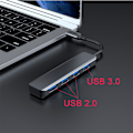Miniatyrbild 6 av 11: 1x3.0+3x2.0 USB -hubb med 4 portar förlängd kabel Slim portabel USB 3.0 splitter för Windows systemdator USB3.0 model