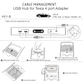 Miniatyrbillede 11 af 11: USB Hub 27W Dataoverførselsadapter Dockingstation til Bil 3/Y Midterkonsol