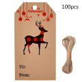 Miniatyrbild 1 av 11: 100st DIY jul Kraftpapper presentetiketter Snowman Santa Häng etiketter med stark null - 56