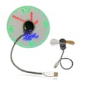 Urventilator Tid Temperatur Display Metal Miniventilator USB Strøm LED Urventilator