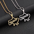 Miniatyrbild 10 av 11: Ukraina Karta Hänge Halsband för män Kvinnor Rostfritt stål Guld Silver Choker Ukraina Kontur Hjärta Flagga Smycken Present Gold - B