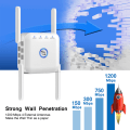 Miniatyrbild 7 av 11: 5G Wifi-signalförstärkare Long Range Wifi Repeater Wi-Fi Network Extender 1200Mb 5Ghz trådlös wi-fi-booster White US