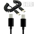 Miniatyrbild 3 av 8: Upprullad USB C till USB C-kabel, fjäder typ C hane till typ C hane laddningssladd för snabb dataöverföring och power 2.68m