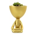 Miniatyrbild 10 av 11: Suckulent växt blomkruka Container Abstrakt mänsklig konst vas Desktop dekoration Gold