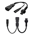 Miniatyrbild 2 av 5: IEC320 C14 till IEC320 C5+IEC320 C7 AC-strömadapterkabel, 3 anslutningar hane till hona power