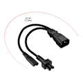 Miniatyrbild 5 av 5: IEC320 C14 till IEC320 C5+IEC320 C7 AC-strömadapterkabel, 3 anslutningar hane till hona power