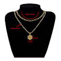Miniatyrbild 9 av 11: Layered Choker Halsband Dam Guld Layering Gem Kedja Halsband Enkelt justerbart Hexagon Pendant Halsband null - A