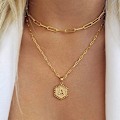 Miniatyrbild 2 av 11: Layered Choker Halsband Dam Guld Layering Gem Kedja Halsband Enkelt justerbart Hexagon Pendant Halsband null - I