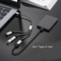 Miniatyrbild 9 av 11: USB C Hub 3 i 1 Typ C USB2.0 Adapter Splitter med 60W power OTG-port Snabb dataöverföring och laddning 2 Type C 1 USB