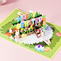 Miniatyrbild 5 av 11: 3D för pop up-kort Glad påsk gratulationskort kaninvykort med kuvert Gi null - B