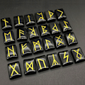 Miniatyrbild 6 av 11: 25 st Svarta Obsidian Rune Stones Set med graverad Elder Futhark Alphabet Crystal Meditation Divination Art Witchcraft Black