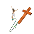 Miniatyrbild 3 av 7: Unikt religiöst konstverk Bungee JumpingJesus Cross Handgjord trädbevuxen hartsskulptur Dekorativ prydnad Väggdekorationer