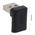 Miniatyrbild 5 av 11: 10Gbps 90 grader högervinklad USB 3.0 hane till typ C honadapter Super Speed Data Sync Laddningskonverterare för bärbar dator