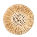 Miniatyrbild 4 av 11: Marockanskt vävt halmhängande väggspegel Boho Macrame Träpärla Gobelängdekor null - A3