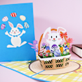 Miniatyrbild 3 av 11: 3D för pop up-kort Glad påsk gratulationskort kaninvykort med kuvert Gi null - B