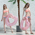 Miniatyrbild 5 av 11: Genomskinlig hjärtformad pool Flytmadrass Sommar Simm Circle Float Vatten Pool Party Uppblåsbar Simring Flytleksaker 120cm