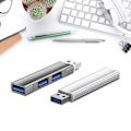Miniatyrbild 2 av 11: Aluminium USB Hub 3 Port USB 3.0 Adapter Extension USB 2.0 Dock Station UltraSlim Portable Data Hub USB Splitter Gray
