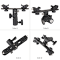 Miniatyrbild 4 av 9: DSLR Dual Flash Bracket 2-Hot Shoe Mount Speedlight Stand Paraply Flash Holdare