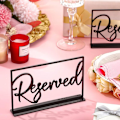 Miniatyrbild 2 av 7: Reserverade bordsskyltar i akryl för bord Stående reserverade bröllopsskyltar för bröllop Sittplatser Restaurang Företagskontor Black