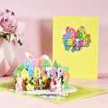 Miniatyrbild 4 av 11: 3D för pop up-kort Glad påsk gratulationskort kaninvykort med kuvert Gi null - B