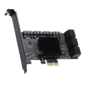 Miniatyrbild 1 av 8: Mining Riser 10 portar PCIE SATA Card PCI för Express SATA 3.0 Controller PCIE till SATA3 expansionskort PCI E X4 X1 6Gbps X1