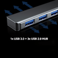 Miniatyrbild 9 av 11: 1x3.0+3x2.0 USB -hubb med 4 portar förlängd kabel Slim portabel USB 3.0 splitter för Windows systemdator USB3.0 model
