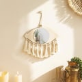 Miniatyrbild 4 av 11: Boho for Evil Eye Macrame Hängande väggspegel med frans tofs vävd gobeläng null - 1