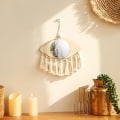 Miniatyrbild 6 av 11: Boho for Evil Eye Macrame Hängande väggspegel med frans tofs vävd gobeläng null - 1