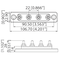 Miniatyrbild 4 av 7: Slitstark 4-vägs samlingsskena 100 Amp strömfördelningsbox terminalbultar