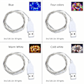 Miniatyrbild 3 av 11: Vattentät Garland Fairy String Lamp Silver Wire Nattljus USB driven för 3m C
