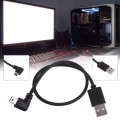 Miniatyrbild 6 av 11: Mini USB B Typ 5-stift hane vänster/höger vinklad 90 grader till USB2.0 hane laddningssladd Bend left