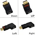 Miniatyrbild 9 av 11: 90 graders DisplayPort till Mini DisplayPort videokabeladapter DP hane till mini DP hona UPP/NER/VÄNSTER/HÖGER Vinklad Svart Right bend