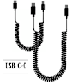 Miniatyrbild 4 av 8: Upprullad USB C till USB C-kabel, fjäder typ C hane till typ C hane laddningssladd för snabb dataöverföring och power 2.68m
