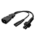 Miniatyrbild 1 av 5: IEC320 C14 till IEC320 C5+IEC320 C7 AC-strömadapterkabel, 3 anslutningar hane till hona power