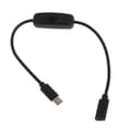 Power för Raspberry Pi 4B Power , USB Typ C hane till typ C hona förlängningskabel med ON/Off-knapp