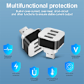 Miniatyrbild 6 av 11: Ny USB 2.0 Dock Extender 3-ports Extended USB Splitter Hub Miniladdare Multifunktionell för skydd Svart/Gyllene Black