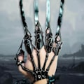 Miniatyrbild 7 av 11: Gotisk Punk Svart Skelett Full Finger Ringar Justerbar Metall Finger Klo A
