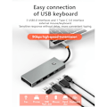Miniatyrbild 4 av 11: USB C Hub 6 i 1 Adapter Dockstation Stöd 4KHDMI2.0 2xUSB 3.0 PD100W Laddning Rj45 Ethernet-kontakt null - HC606A