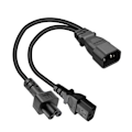 Miniatyrbild 3 av 6: 3-stifts IEC320-C14 hankontakt till IEC320-C13+C5 adaptersladd hona Y-splitter Power omvandlare