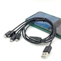 Miniatyrbild 6 av 9: 4-i-1 USB hane till Micro USB hane Laddningskabel Micro USB splitterkabel Totalt 1 meter lång 75 cm huvudledning 25 cm grenledning Black