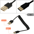 Miniatyrbild 4 av 10: USB 3.1 Typ-C hane till USB 2.0 hane spiraler spiraladapter Kabel fjäder Teleskopisk förlängningstråd för datasynkladdare 300CM