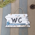 Miniatyrbild 10 av 11: Medelhavsstil Trä WC Dörrskylt Hängande träskyltbräda för hemmet Café Butiksdörr Nautisk strandtemavägg null - B