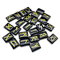 Miniatyrbild 3 av 11: 25 st Svarta Obsidian Rune Stones Set med graverad Elder Futhark Alphabet Crystal Meditation Divination Art Witchcraft Black