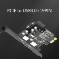 Miniatyrbild 9 av 11: PCI-E till 2-portar USB 3.0 expansionskort PCI för Express Desktop External Controller Adapterkort med 19-stifts power